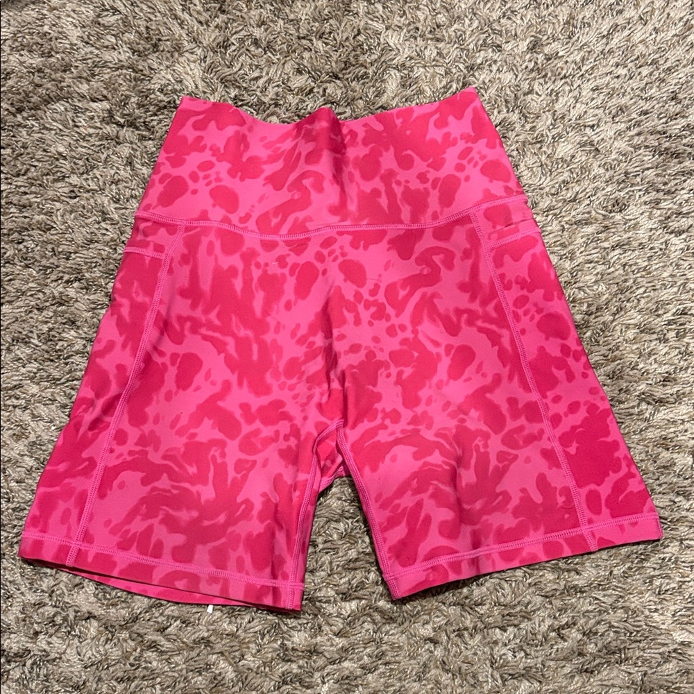 Women's Red Patterned Bike Shorts